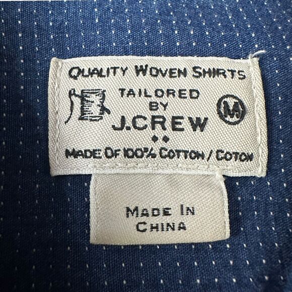 J.Crew Woven Shirt Men’s Medium Blue Geometric Long Sleeve Button Down Cotton - Picture 6 of 9